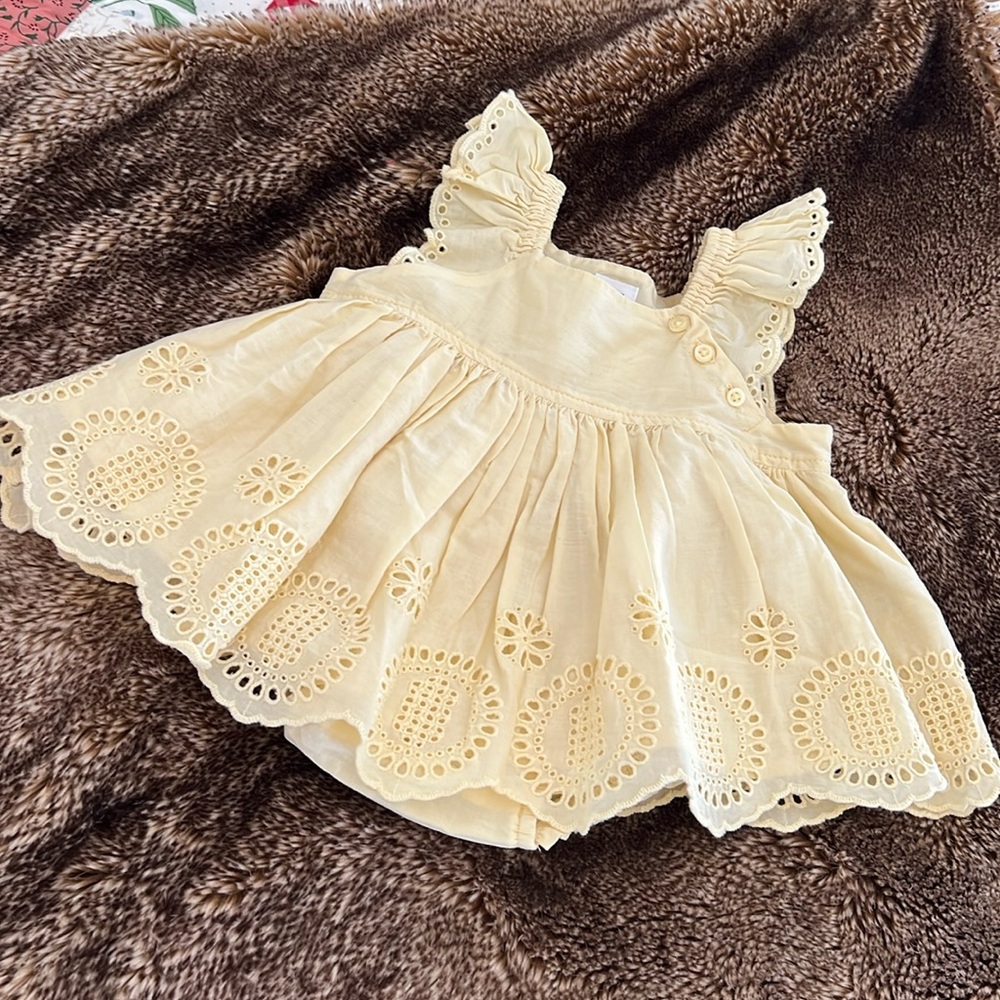 Gap Baby Yellow Eyelet Dress with Flutter Sleeves